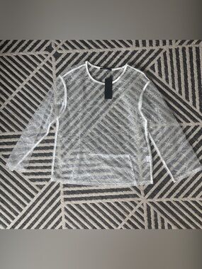 Sheer White Mesh Long Sleeve Top